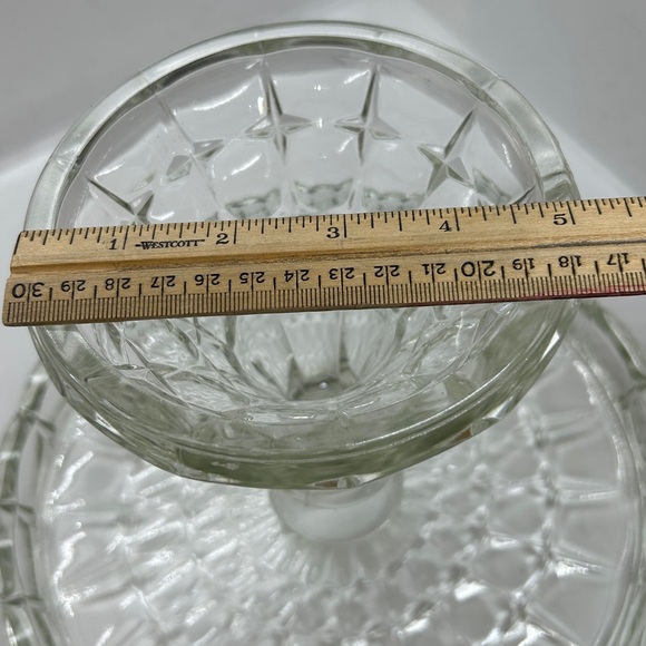 Vintage Indiana Glass Constellation Pattern Pedestal Cake Plate w/Rum Well - Picture 9 of 9